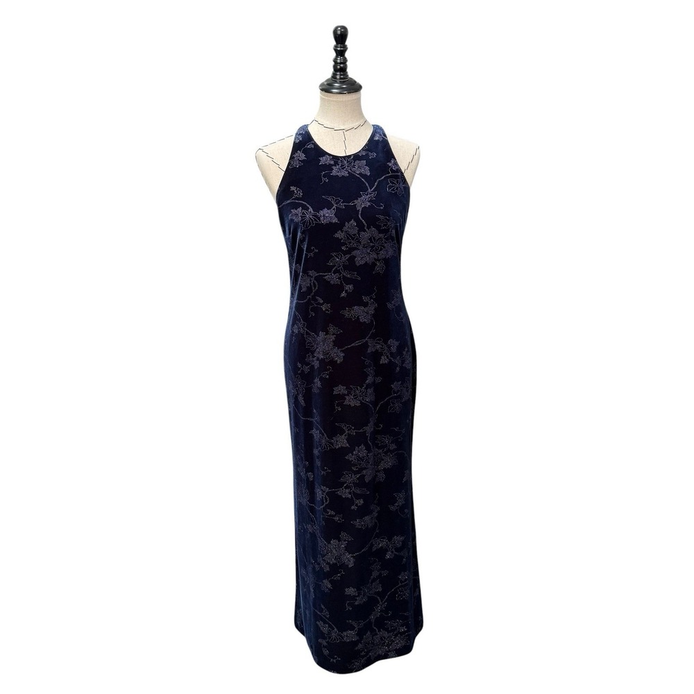 Hampton Nites Y2K 90's Black Velvet Glitter Formal Prom Dress Sz 10 Whimsigoth